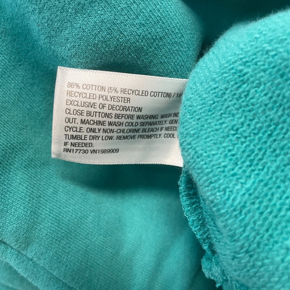 JoyLab Women's Teal Snap Button Collared Henly French Terry Sweatshirt Size XL - Picture 6 of 6